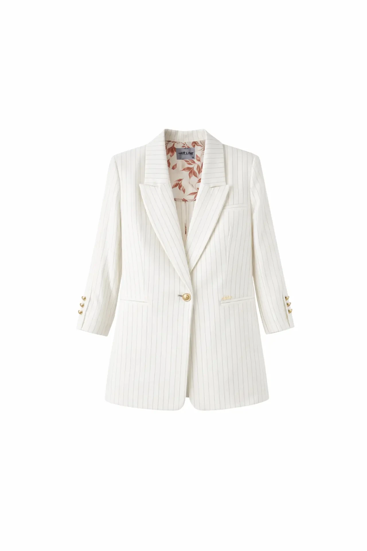 جاكيت مخطط بأزرار معدنية